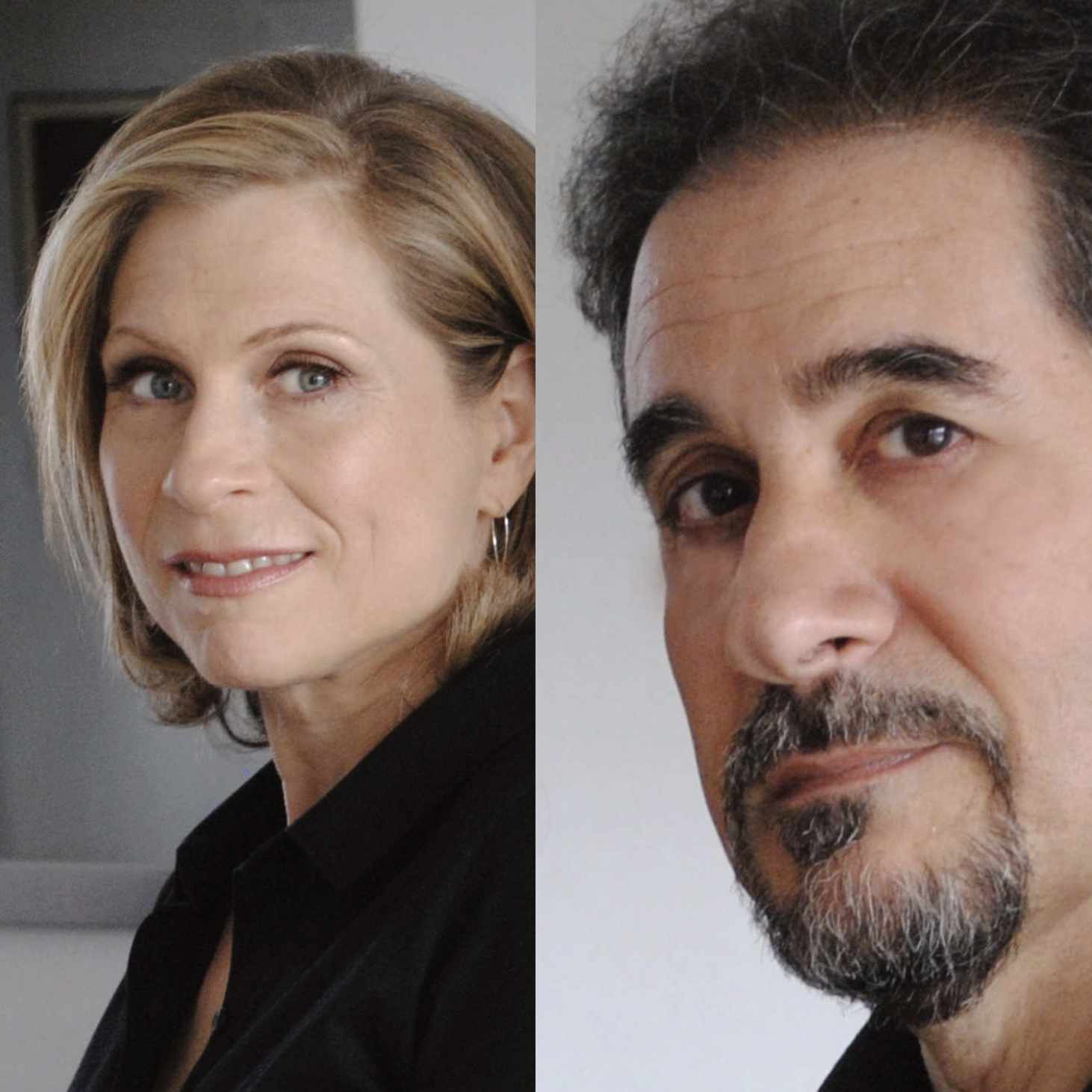 An image comprised of two photos. The left photo shows Amy Burton, a person with short blond hair and a dark shirt. The right photo shows John Musto, a person with dark hair.